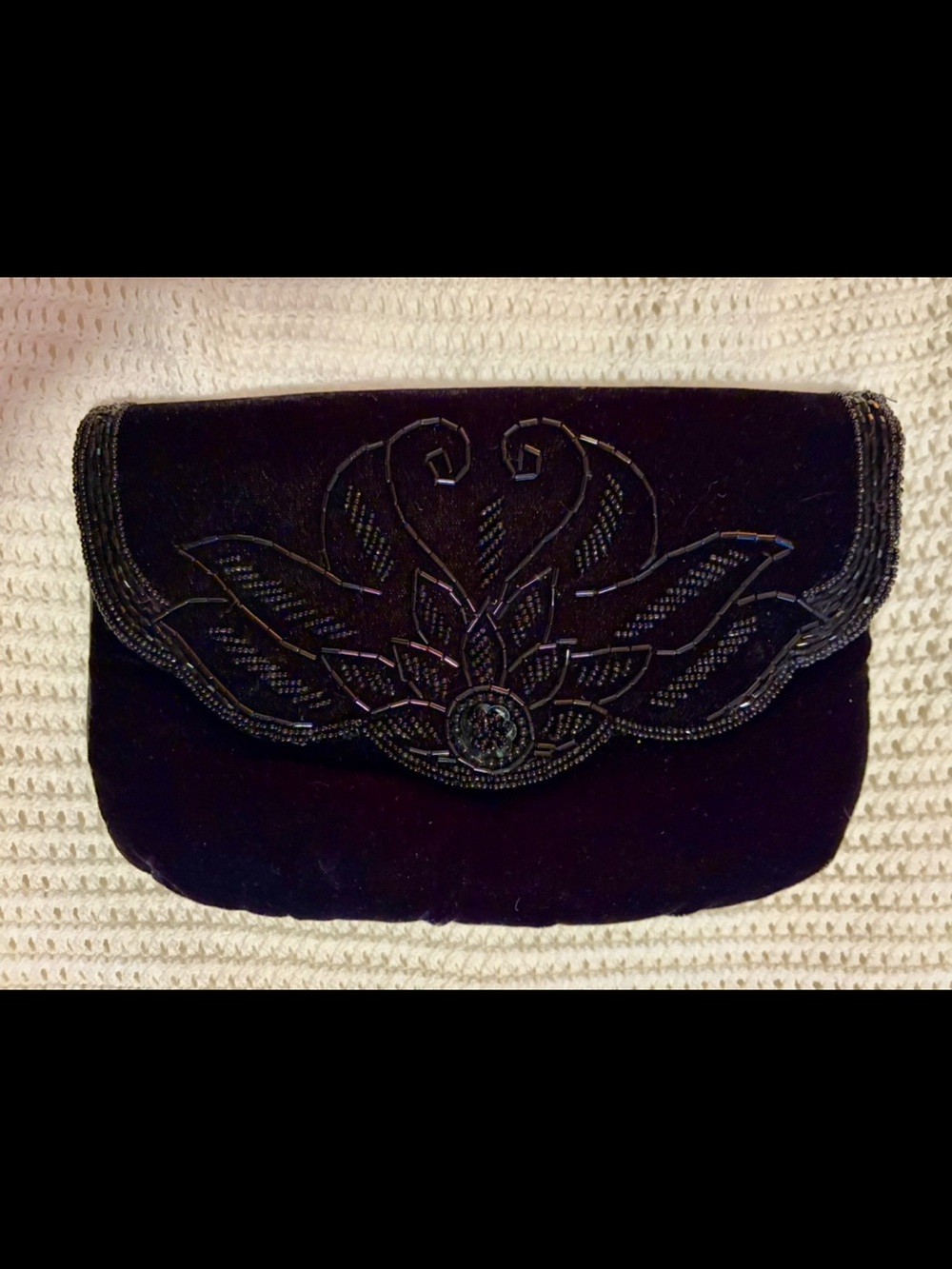 New Black Embellished Velvet Clutch and Shoulder Purse